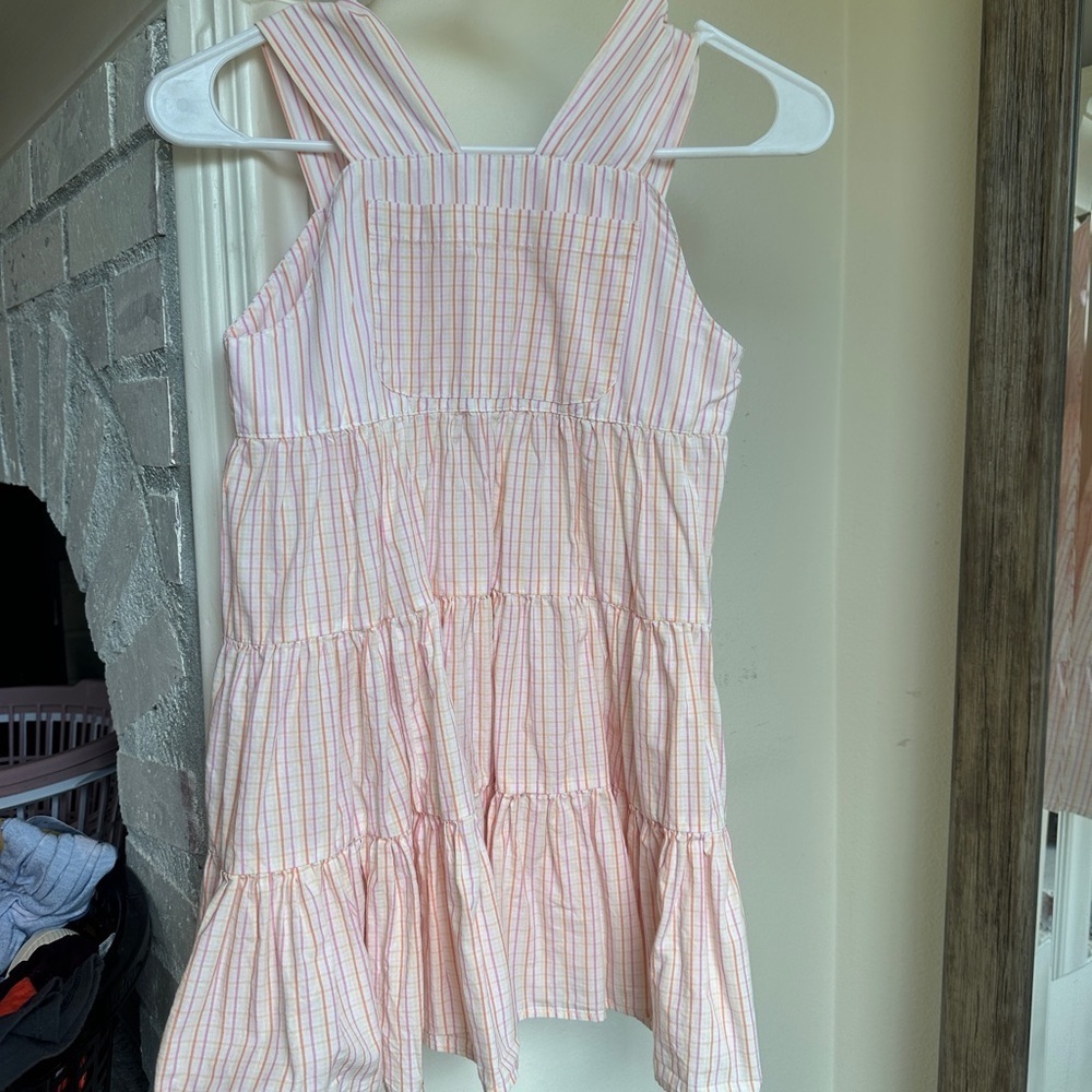Vintage Striped Kids Dress - Pink and White